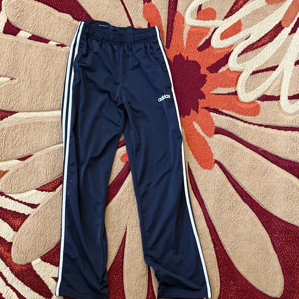 Adidas Kids Dark Blue Joggers with White Stripes